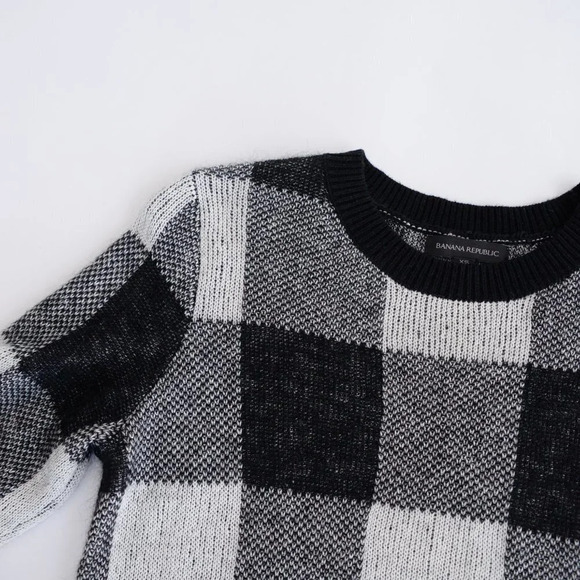 Banana Republic Black & White 61% Cotton 19% Mohair 8%  Wool Crewneck Sweater XS - Picture 11 of 12